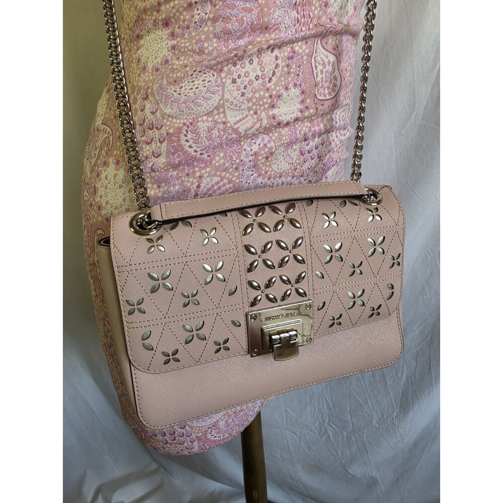 Michael Kors Blossom Metal Studded Tina Crossbody Bag w/Chain Strap Pink  $289.-
